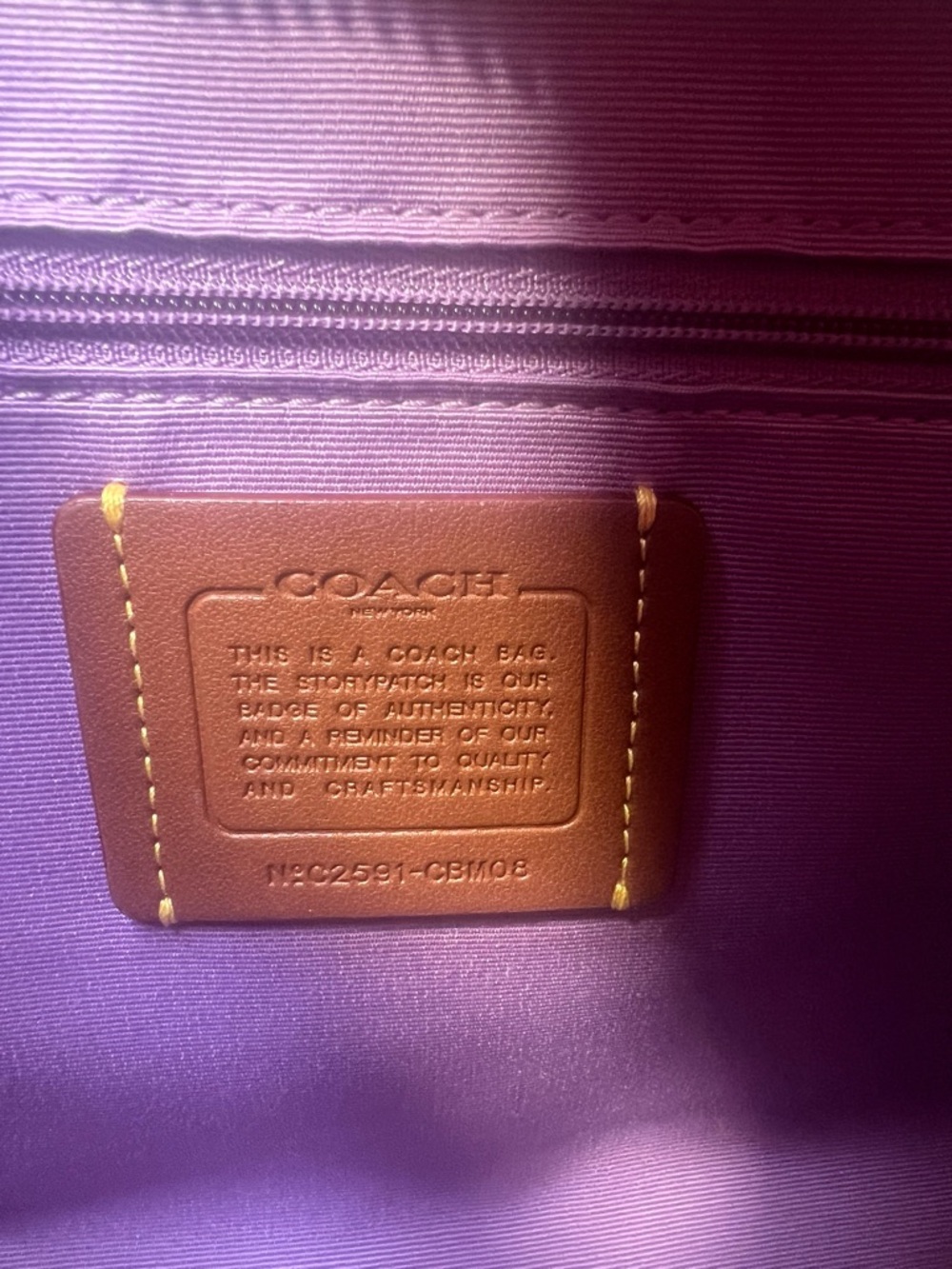 Coach Maggie Small Tote Floral Print Pebbled Leather Purple Ivory Crossbody EUC - Picture 6 of 16